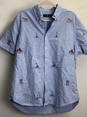 Polo Ralph Lauren USA Landmarks Short Sleeve Button Down Shirt Men’s Size XL